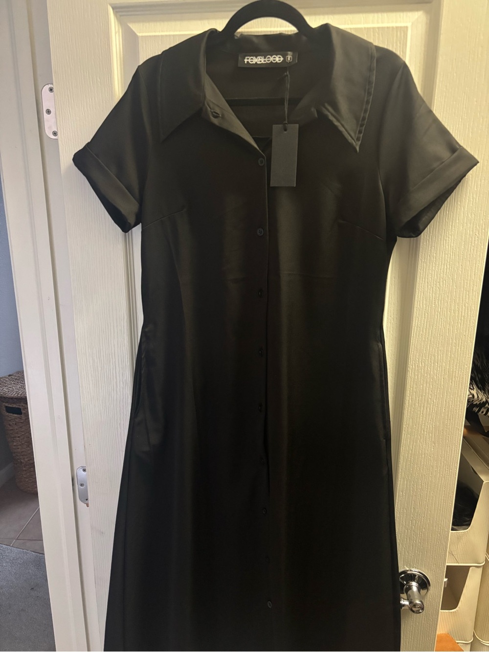 Foxblood Merlina Black Button-Front Shirt Dress - Women size small - Picture 8 of 12